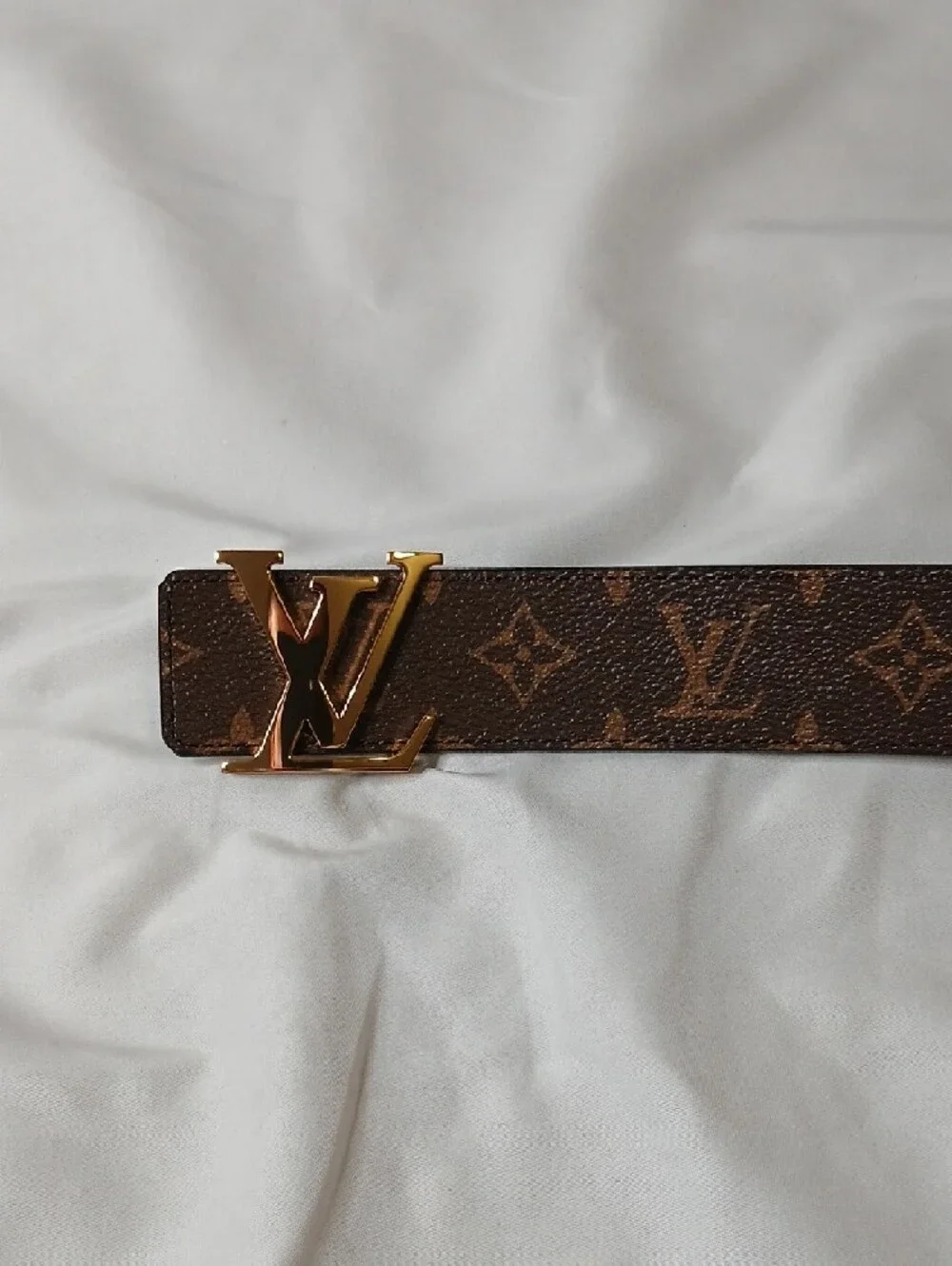 Louis Vuitton Brown Monogram Canvas Belt with Gold LV Buckle